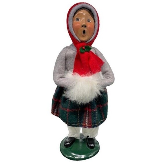 Byers’ Choice Ltd. The Carolers 1993 Young Girl Plaid Muffs Signed Numbered XMAS - Picture 1 of 12